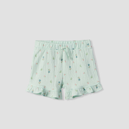 Juniors Crew Neck Short Sleeves Top and Shorts Set with Floral Print
