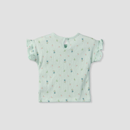 Juniors Crew Neck Short Sleeves Top and Shorts Set with Floral Print