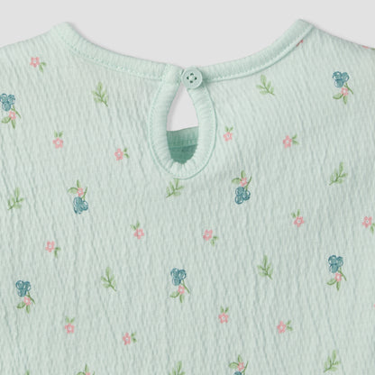 Juniors Crew Neck Short Sleeves Top and Shorts Set with Floral Print
