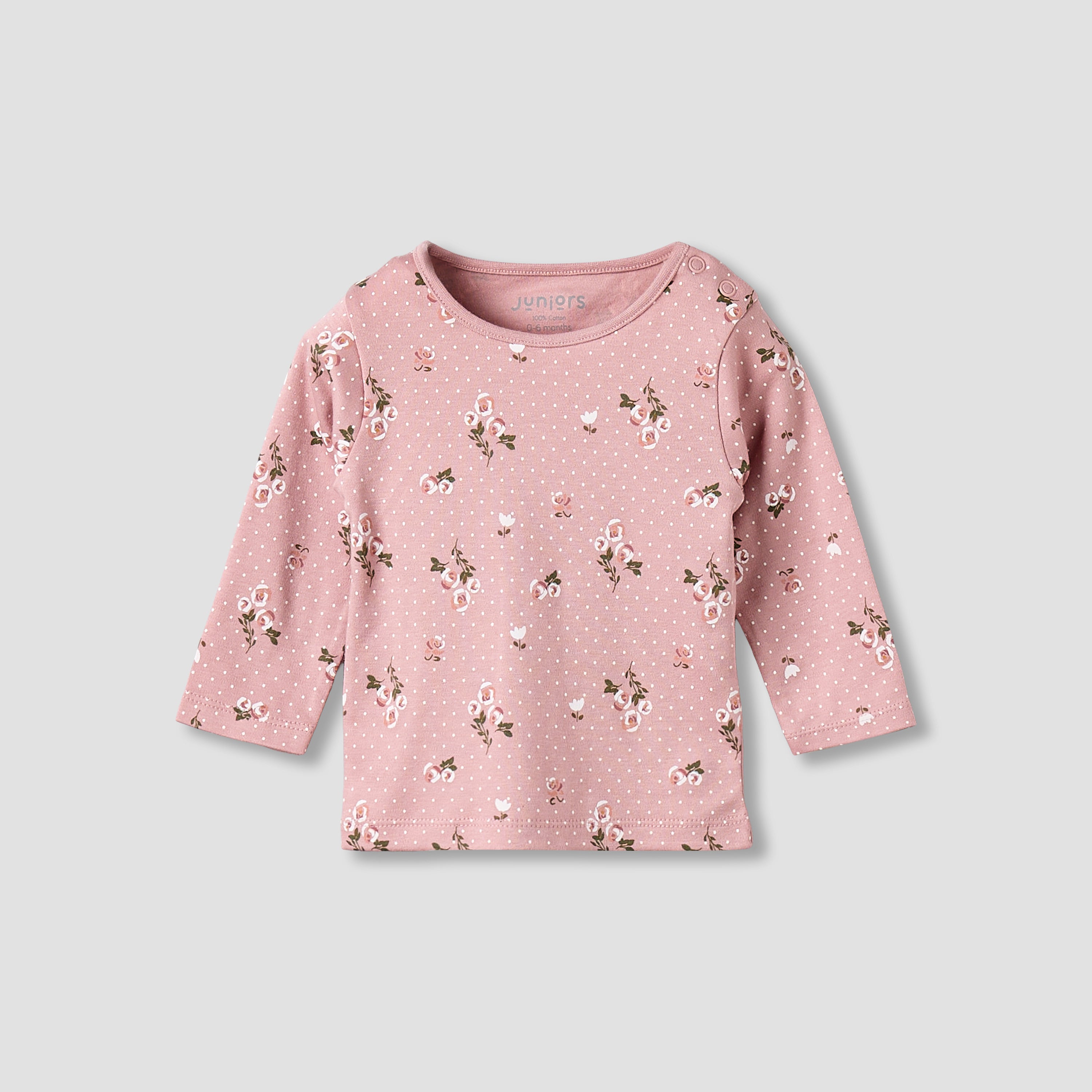 Juniors Cotton Round Neck Long Sleeves Pyjama Set with Floral Print