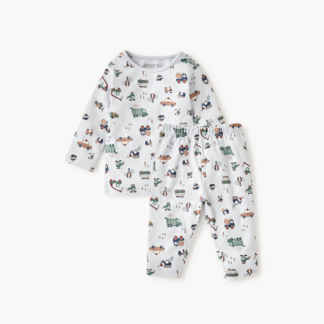 Juniors All-Over Vehicle Print T-shirt and Pyjama Set - Blue / 12-18 mths