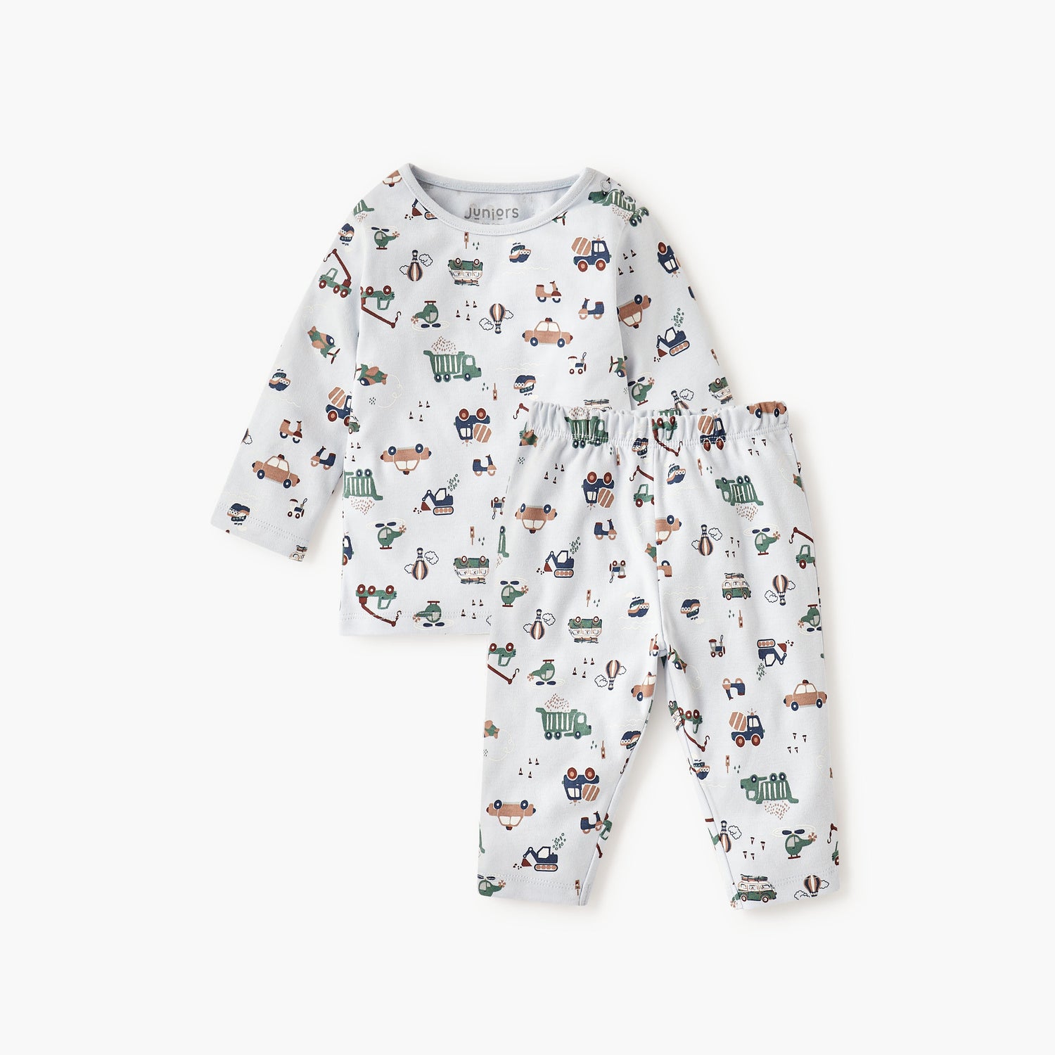 Juniors All-Over Vehicle Print T-shirt and Pyjama Set - Blue / 12-18 mths