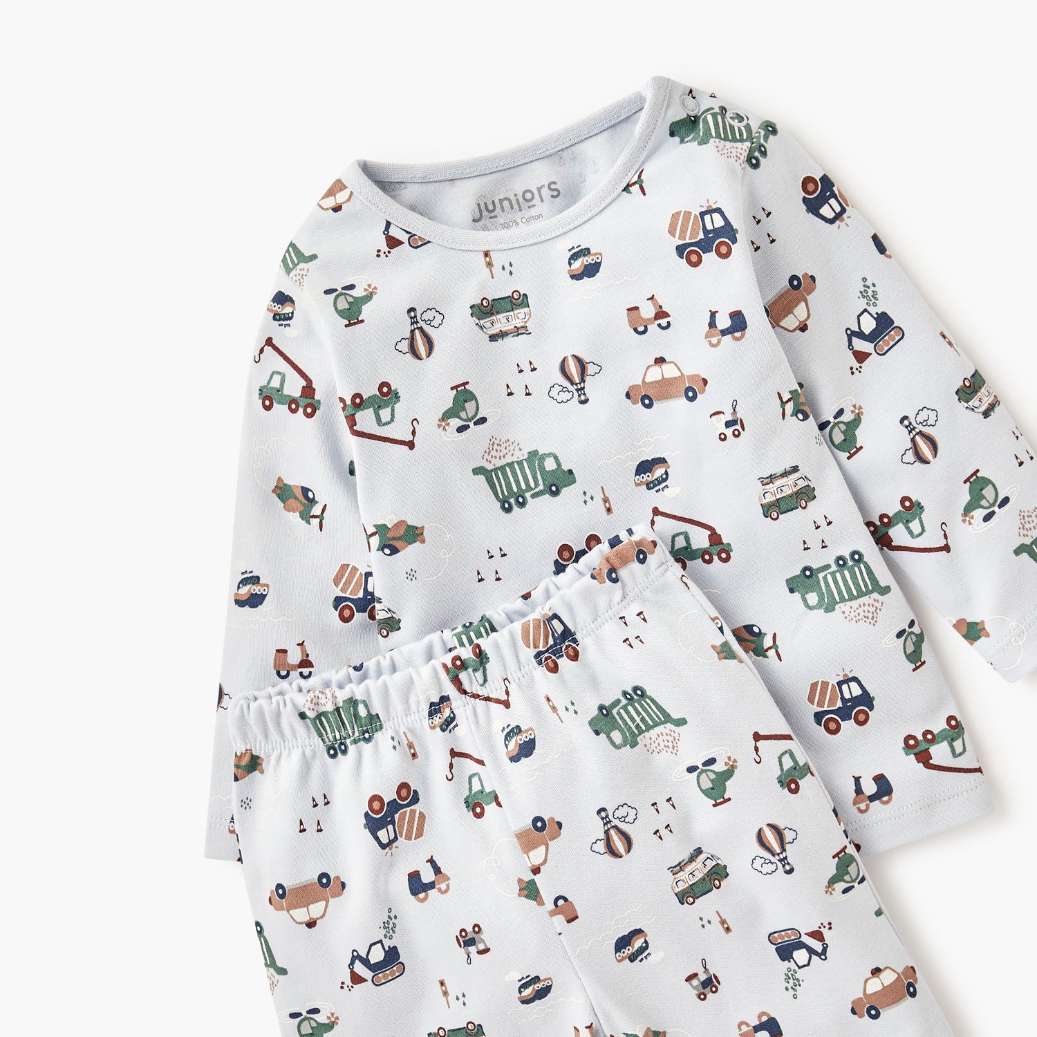 Juniors All-Over Vehicle Print T-shirt and Pyjama Set