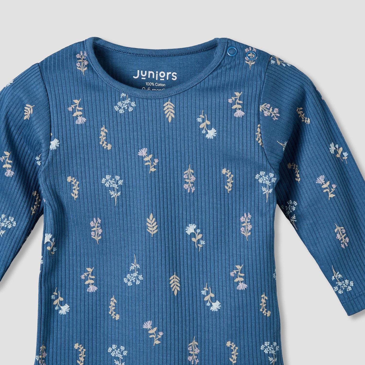 Juniors Cotton Round Neck Long Sleeves Pyjama Set with Floral Print