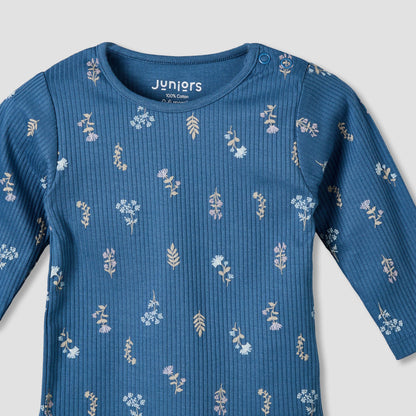 Juniors Cotton Round Neck Long Sleeves Pyjama Set with Floral Print