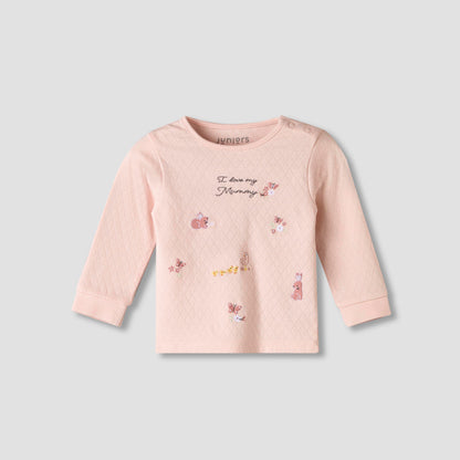 Juniors Cotton Long Sleeves Pyjama Set with Typographic Embroidery