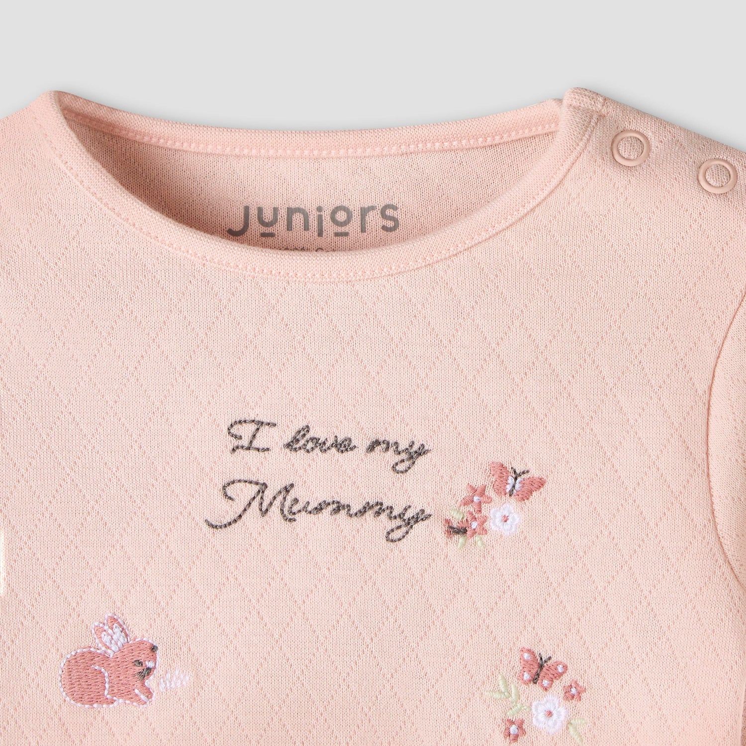 Juniors Cotton Long Sleeves Pyjama Set with Typographic Embroidery