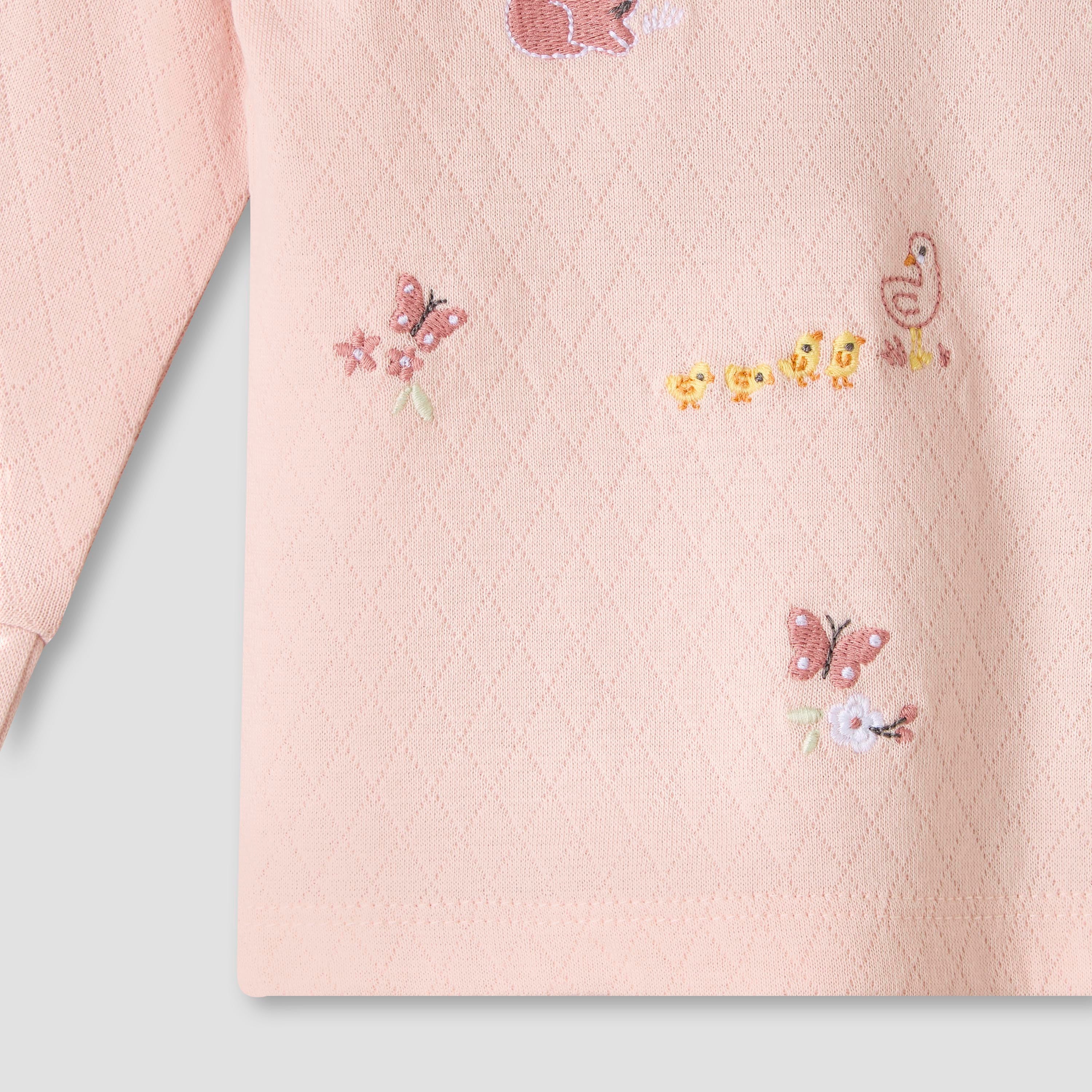 Juniors Cotton Long Sleeves Pyjama Set with Typographic Embroidery