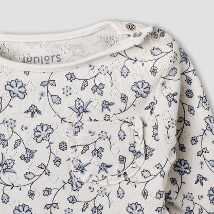 Juniors Cotton Long Sleeves Pyjama Set with Floral Print