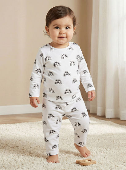 Juniors Rainbow Print T-shirt and Pyjama Set-baby-boys-clothing-nightwear-pyjamasets-image-1