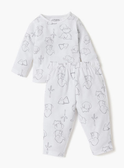 Juniors Elephant Print T-shirt and Pyjama Set-baby-boys-clothing-nightwear-pyjamasets-image-2
