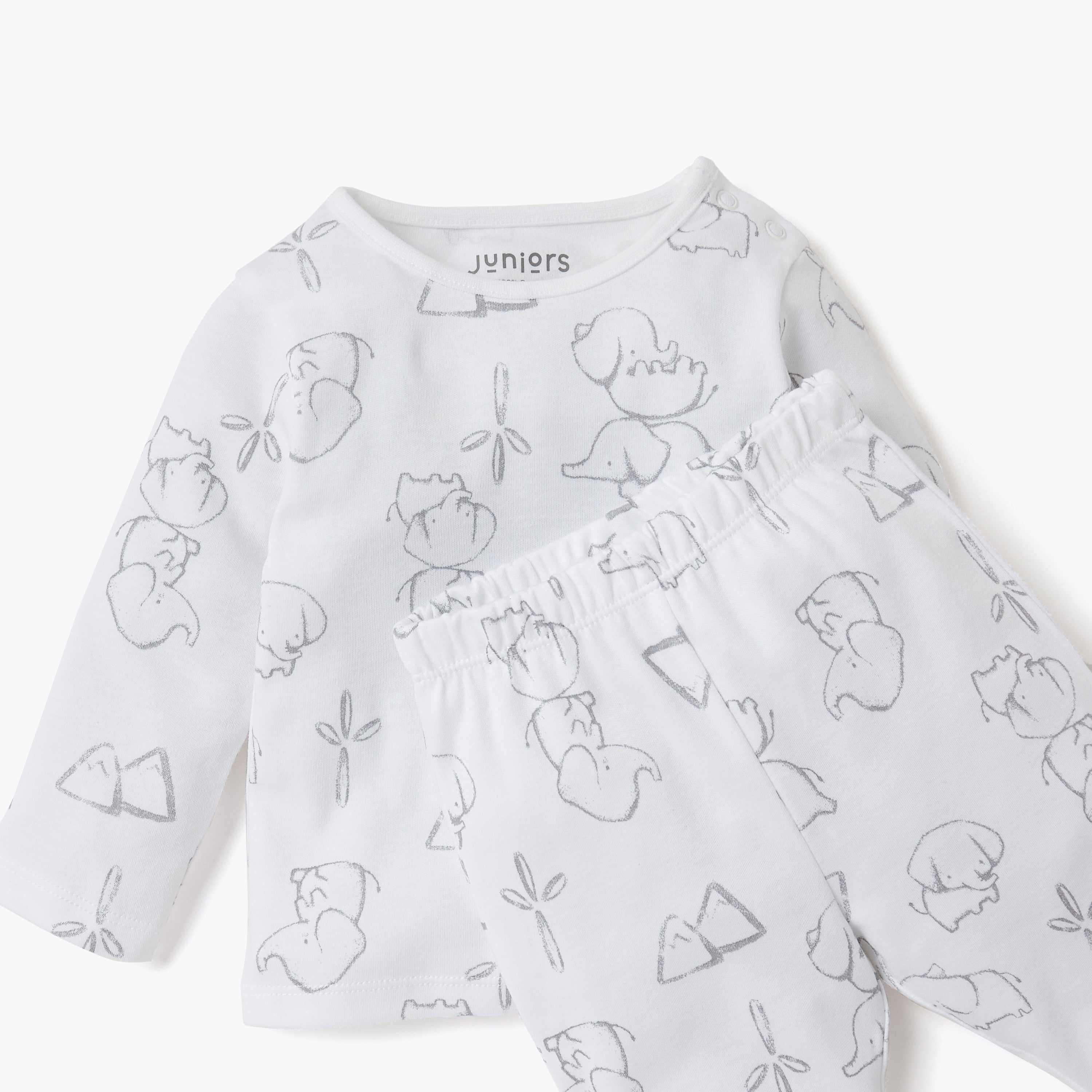 Juniors Elephant Print T-shirt and Pyjama Set