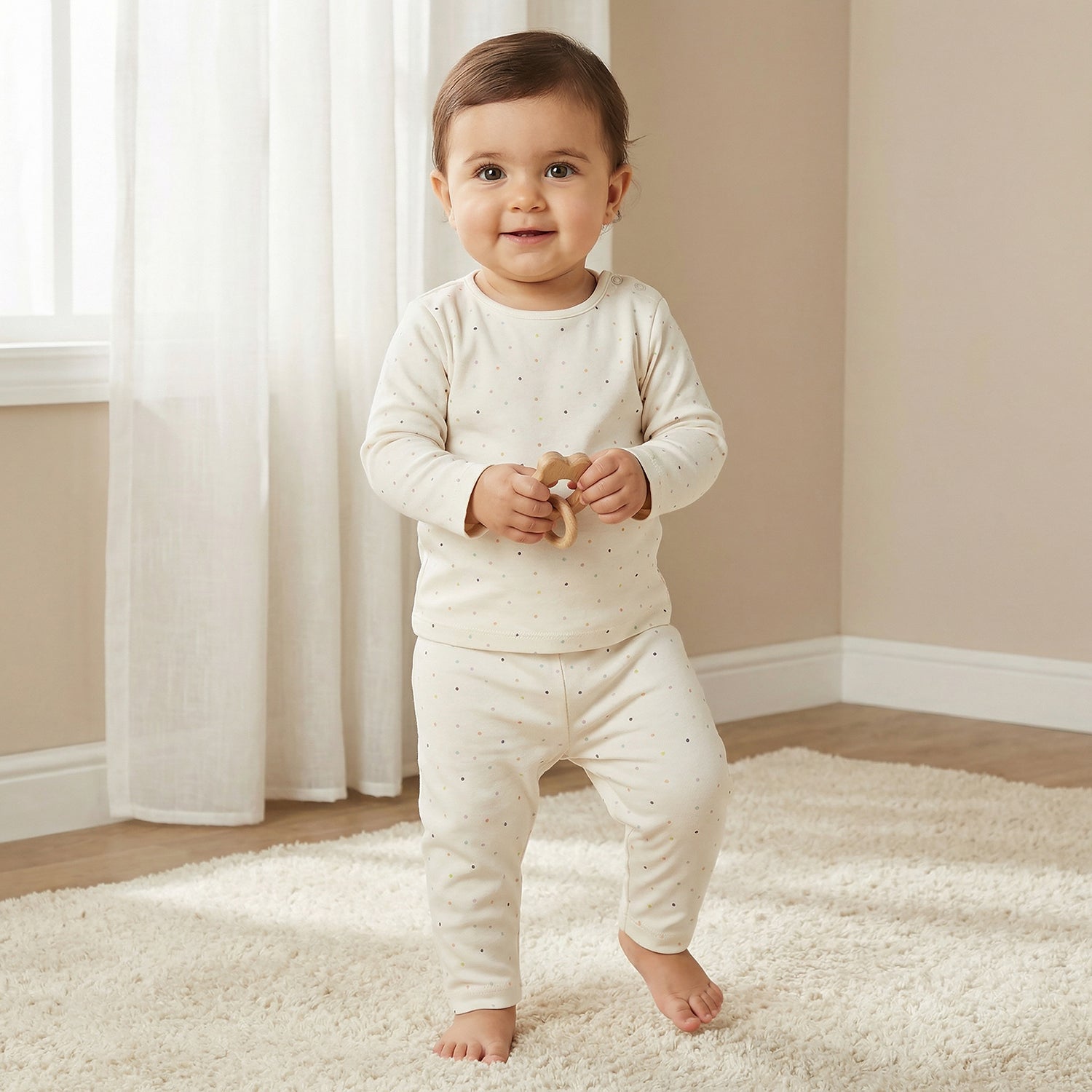 Juniors Polka Dot Print T-shirt and Pyjama Set