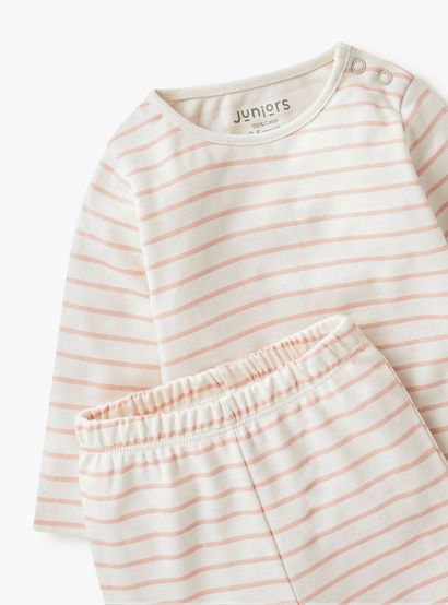 Juniors Striped T-shirt and Pyjama Set-baby-girls-clothing-nightwear-pyjamasets-image-5