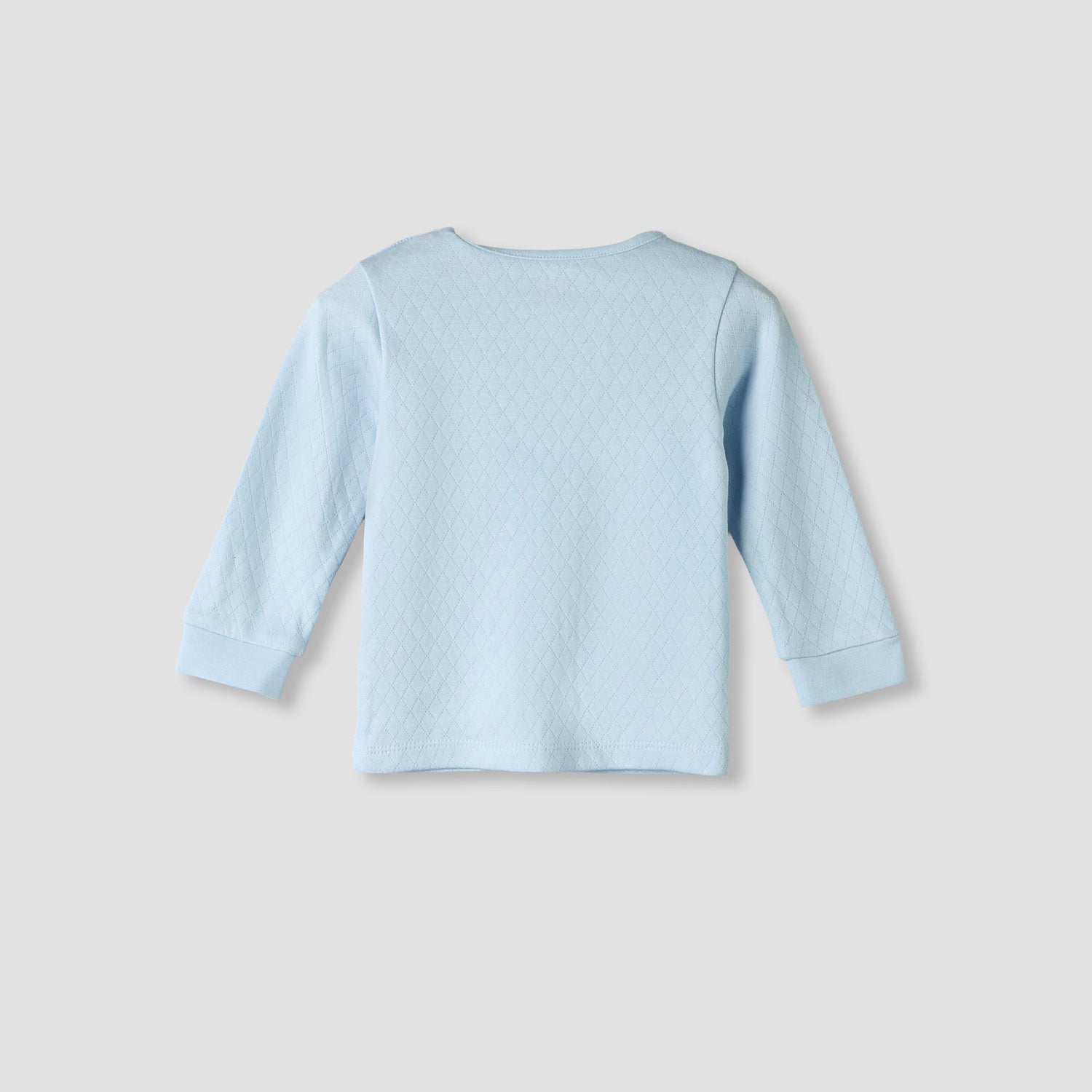 Juniors Cotton Crew Neck Long Sleeves Pyjama Set with Car Embroidery