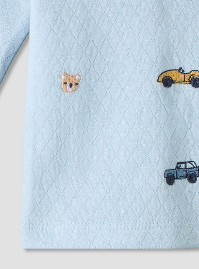 Juniors Cotton Crew Neck Long Sleeves Pyjama Set with Car Embroidery-baby-boys-clothing-nightwear-pyjamasets-image-8