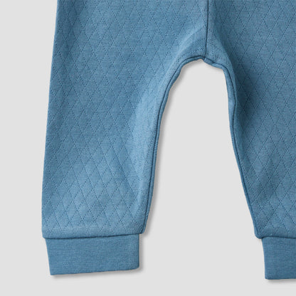 Juniors Cotton Crew Neck Long Sleeves Pyjama Set with Car Embroidery