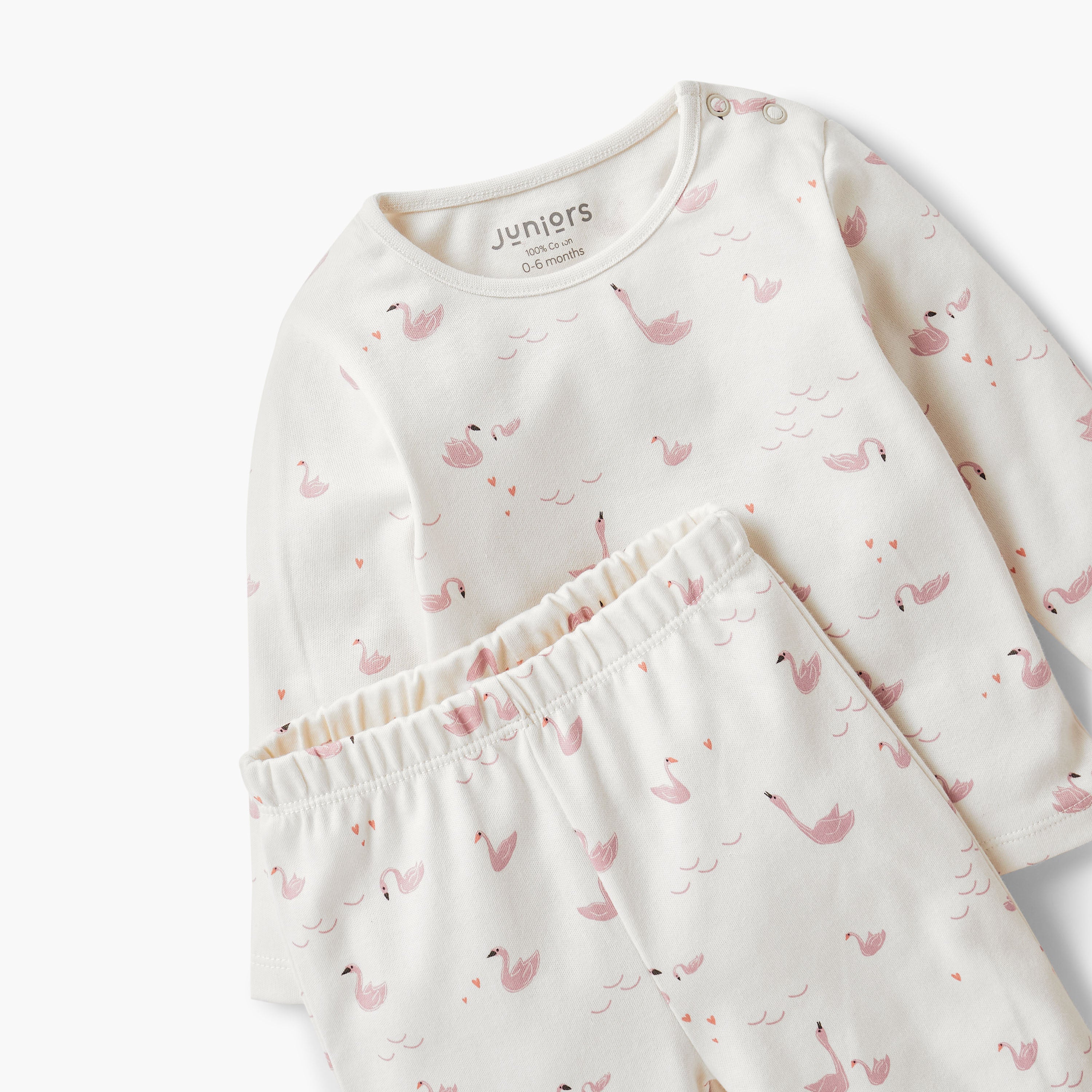 Juniors Swan Print T-shirt and Pyjama Set