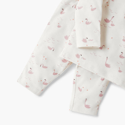 Juniors Swan Print T-shirt and Pyjama Set