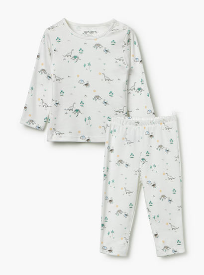 Juniors Dinosaur Print T-Shirt and Pyjama Set-baby-boys-clothing-nightwear-pyjamasets-image-2