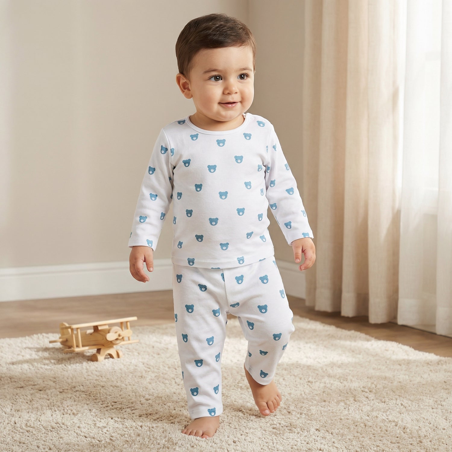 Juniors All-Over Bear Print T-shirt and Pyjama Set