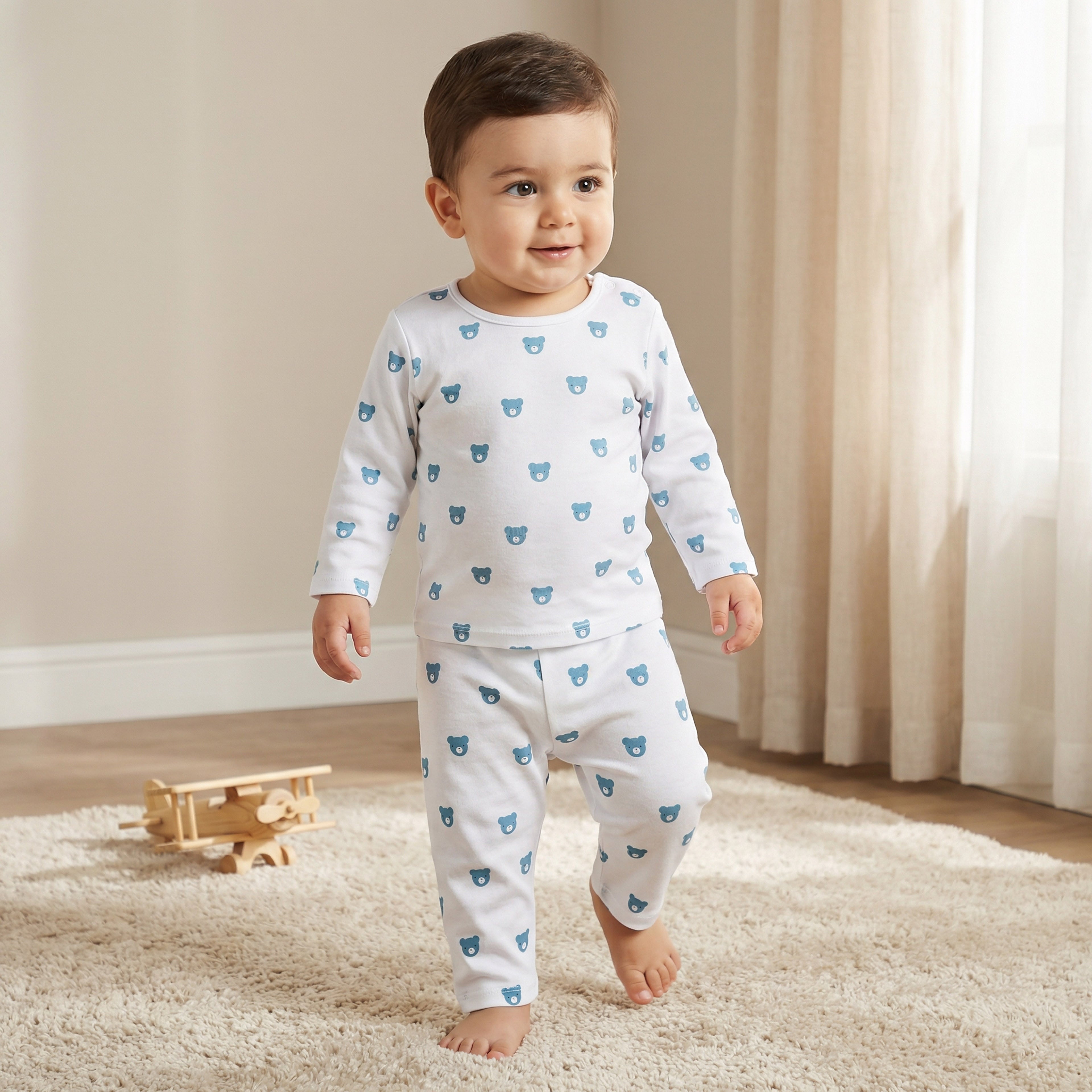 Juniors All-Over Bear Print T-shirt and Pyjama Set