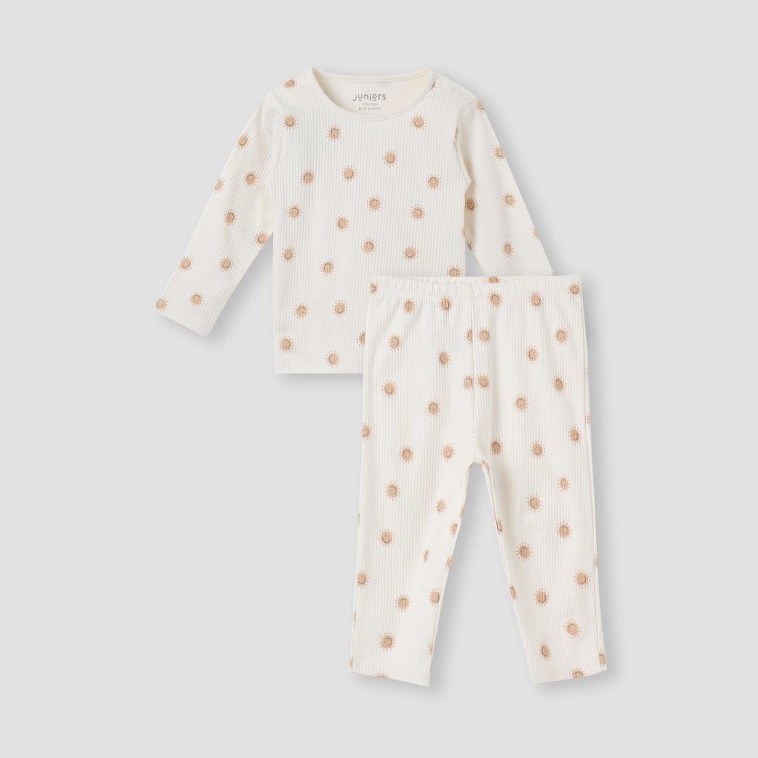 Juniors All-Over Sun Print T-shirt and Pyjama Set - Beige / 18-24 mths