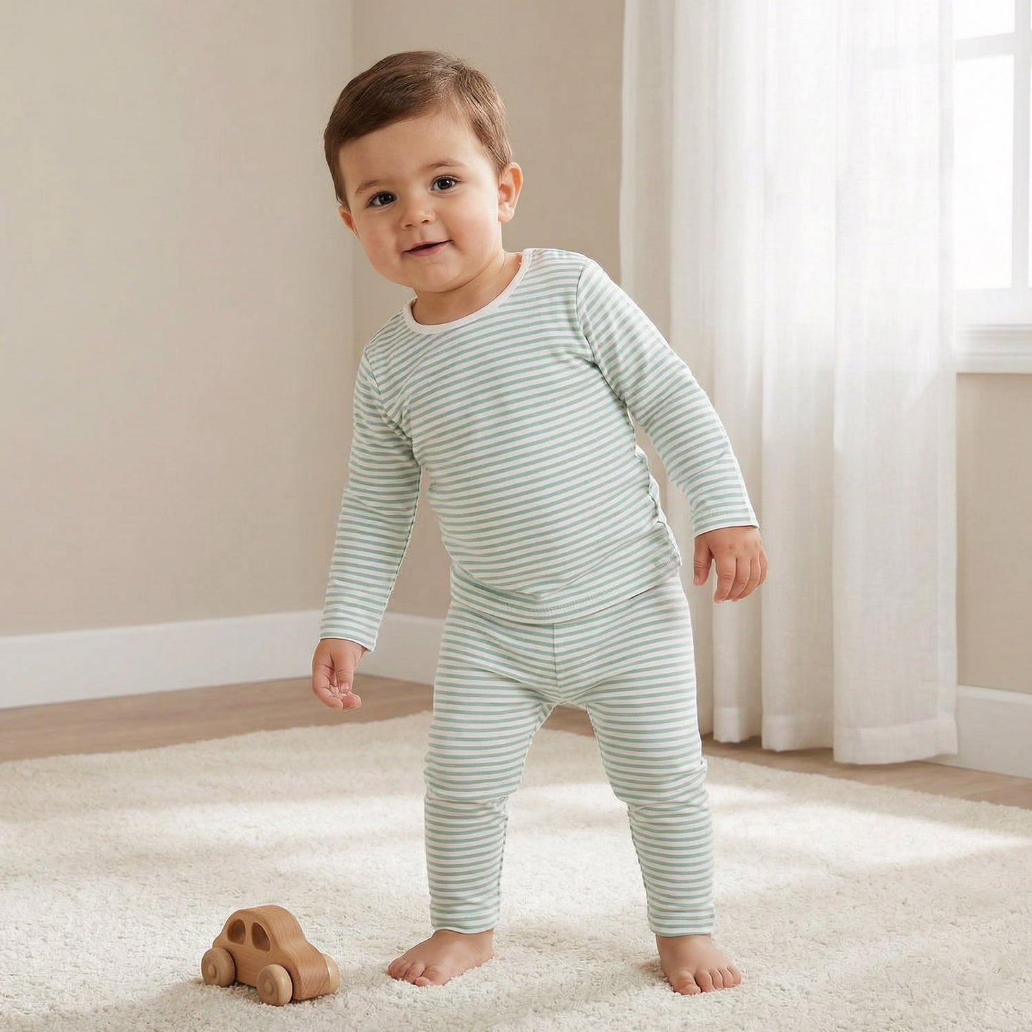 Juniors Striped T-shirt and Pyjama Set - Blue / 18-24 mths