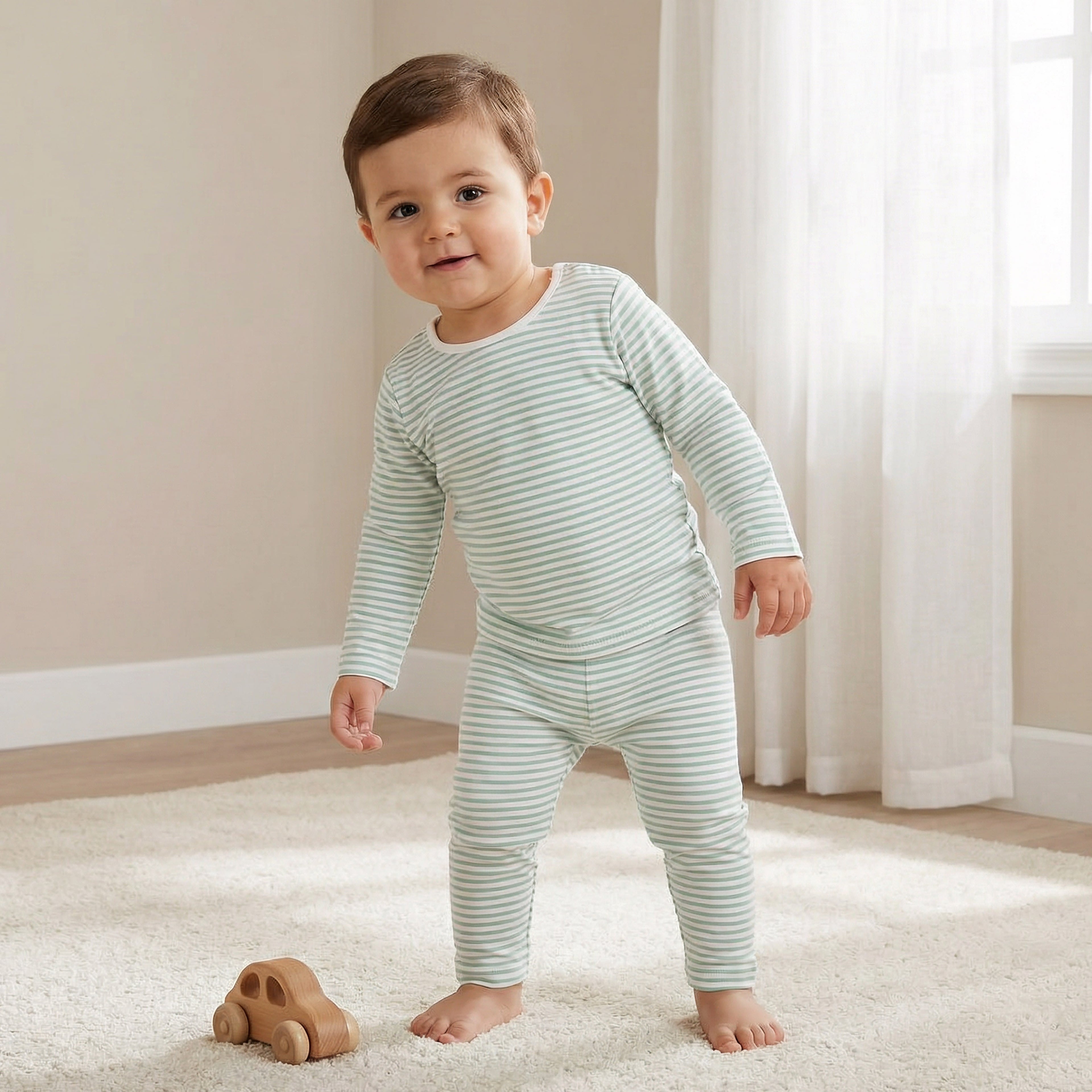 Juniors Striped T-shirt and Pyjama Set - Blue / 18-24 mths
