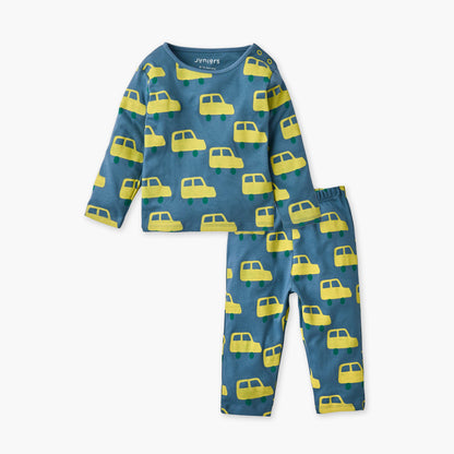 Juniors Car Print T-shirt and Pyjama Set - Blue / 12-18 mths