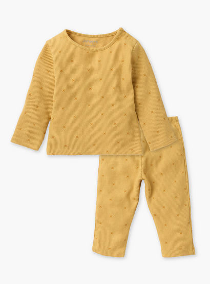 Juniors Textured T-shirt and Pyjama Set-baby-girls-clothing-nightwear-pyjamasets-image-2