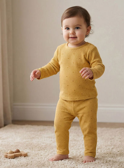 Juniors Textured T-shirt and Pyjama Set-baby-girls-clothing-nightwear-pyjamasets-image-1