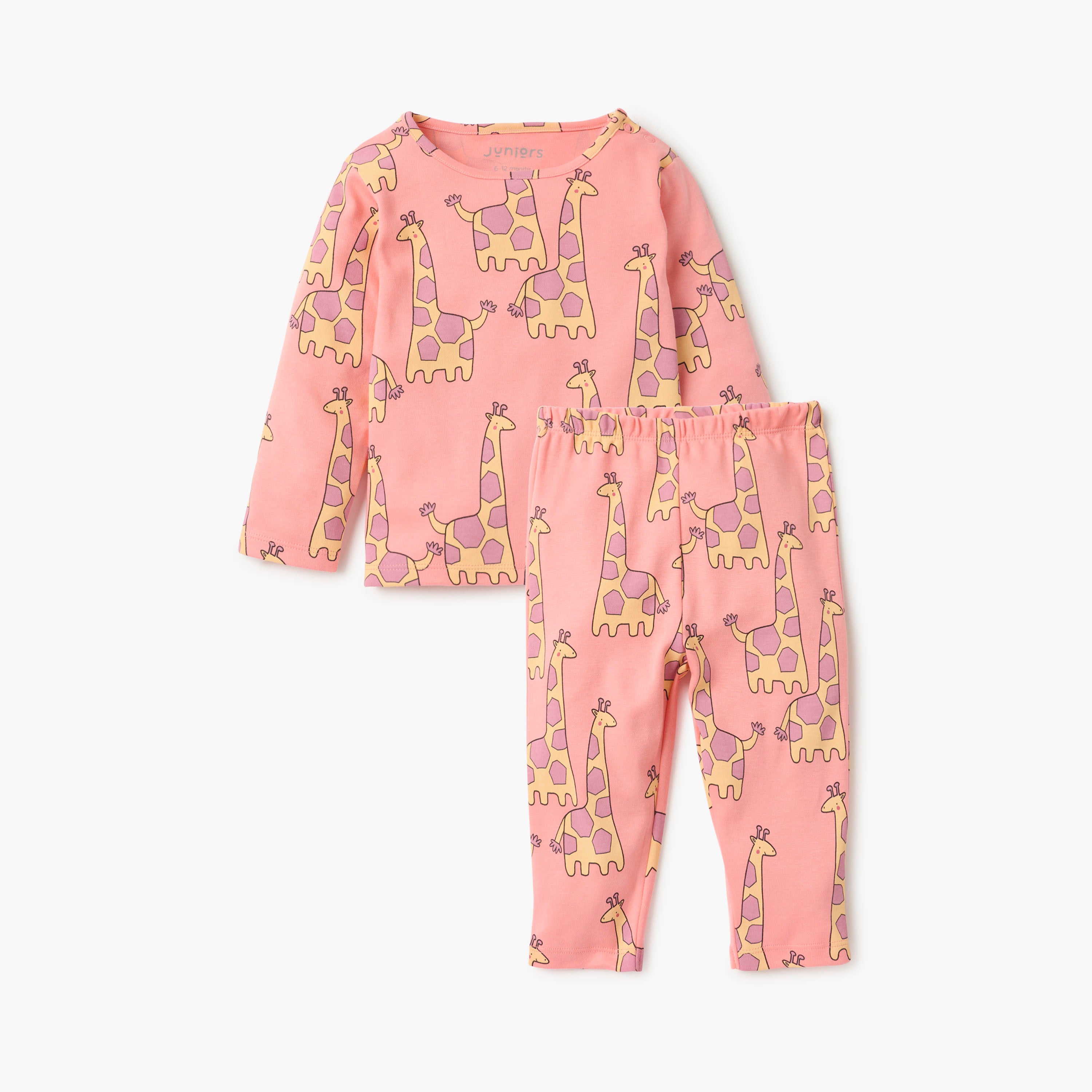 Juniors Dinosaur Applique Long Sleeve T-shirt and Elasticated Pyjama Set