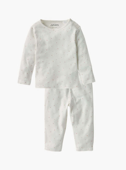 Juniors Heart Print T-shirt and Pyjama Set-baby-girls-clothing-nightwear-pyjamasets-image-1