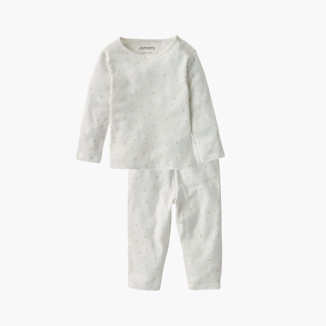 Juniors Heart Print T-shirt and Pyjama Set - White / 12-18 mths