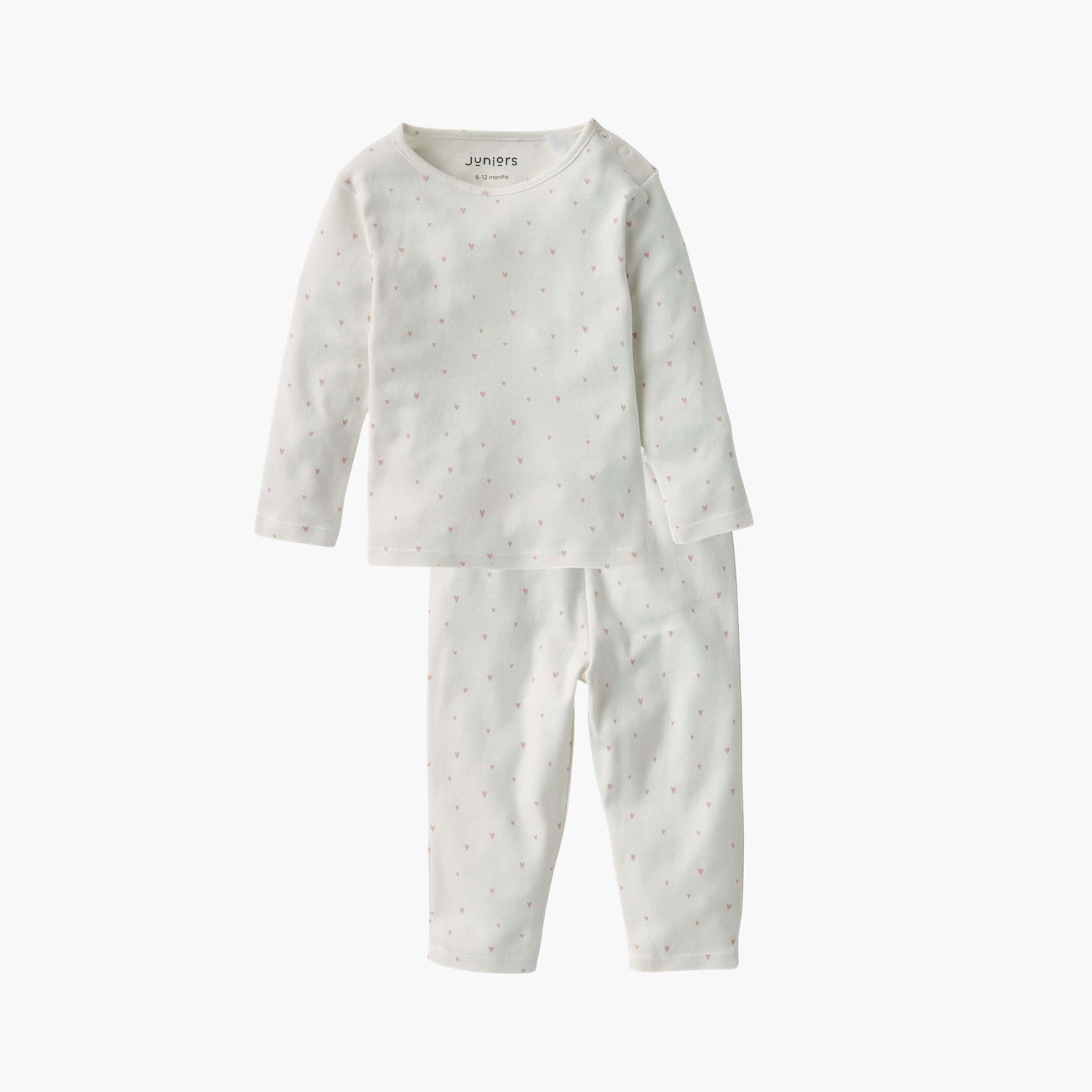 Juniors Heart Print T-shirt and Pyjama Set - White / 12-18 mths