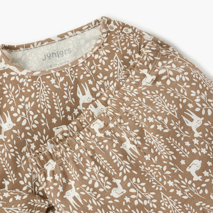 Juniors Pyjama Set with Bear Print - Cotton - Long Sleeves - Collar