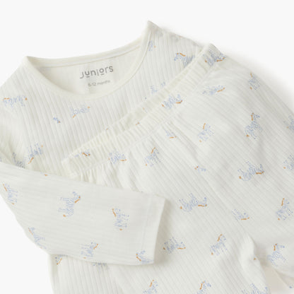 Juniors Bunny Print Long Sleeves T-shirt and Pyjama Set