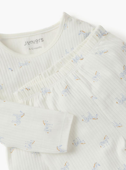 Juniors Bunny Print Long Sleeves T-shirt and Pyjama Set-baby-girls-clothing-nightwear-pyjamasets-image-4