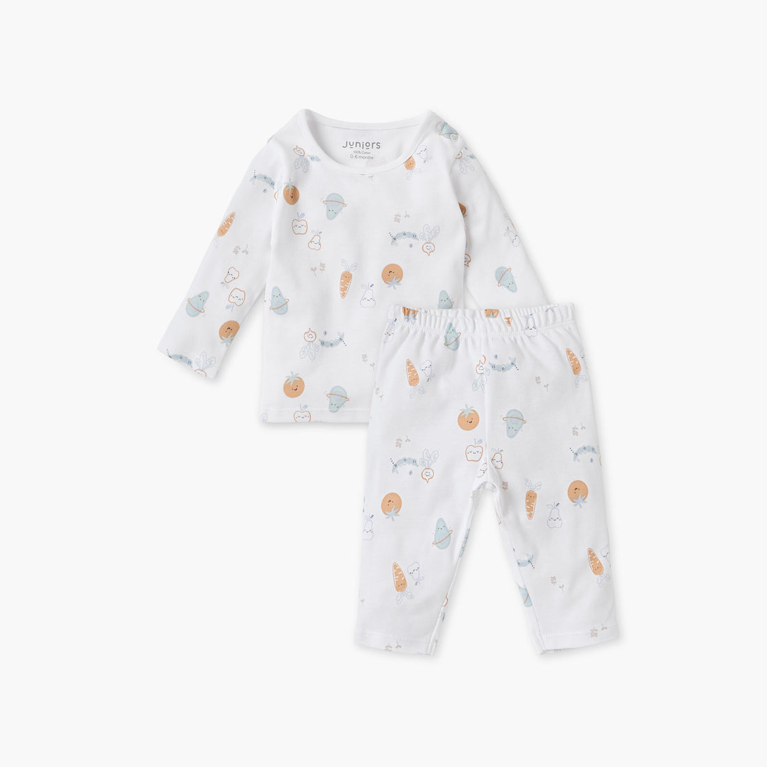 Juniors Printed T-shirt and Pyjama Set - White / 12-18 mths