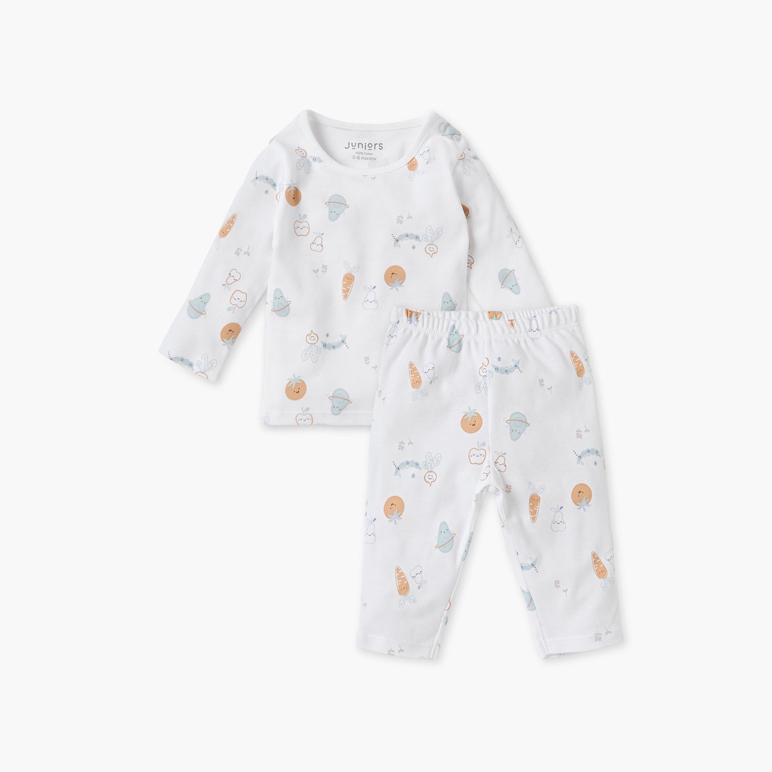 Juniors Printed T-shirt and Pyjama Set - White / 12-18 mths