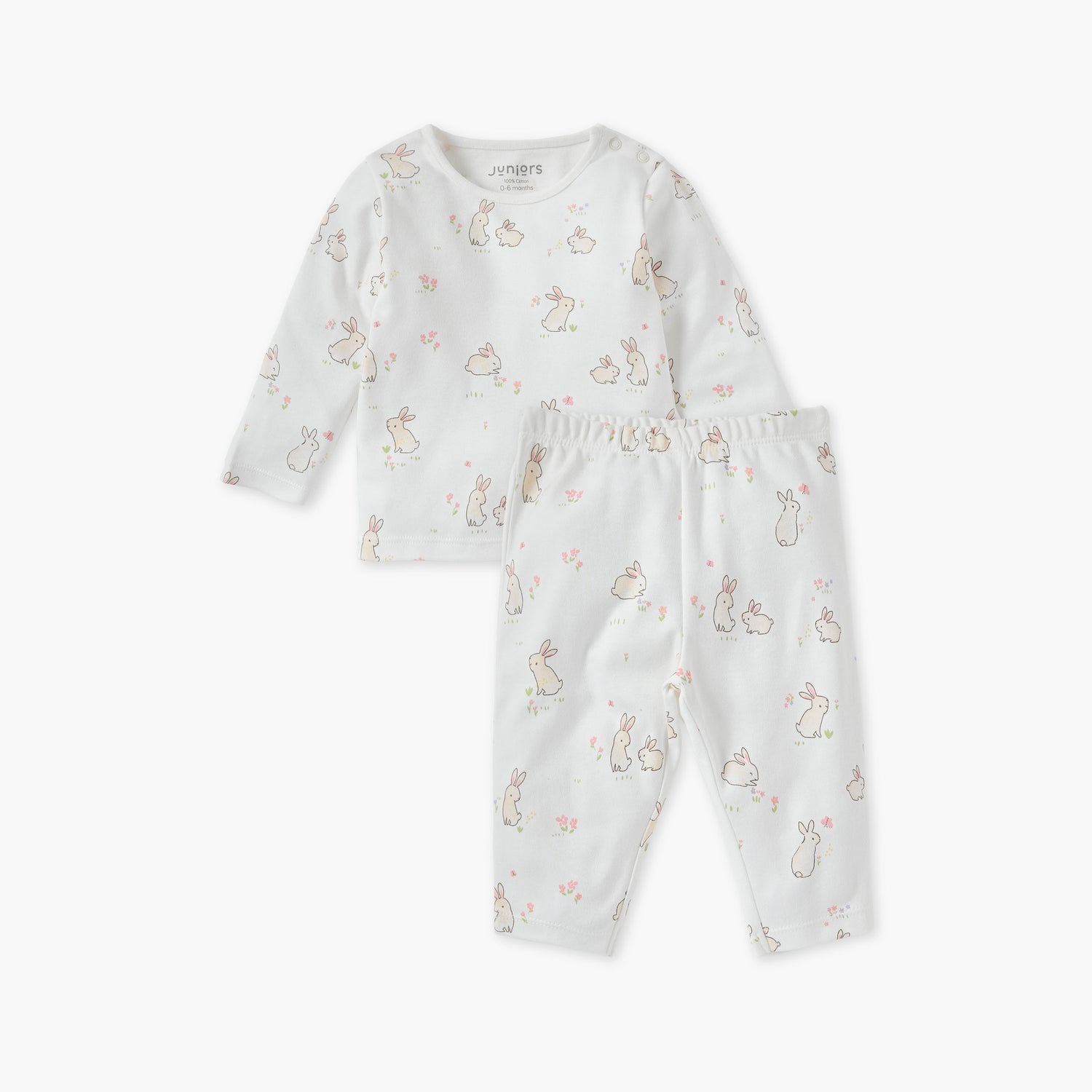 Juniors Pyjama Set with Safari Print - Cotton - Long Sleeves - Henley Neck