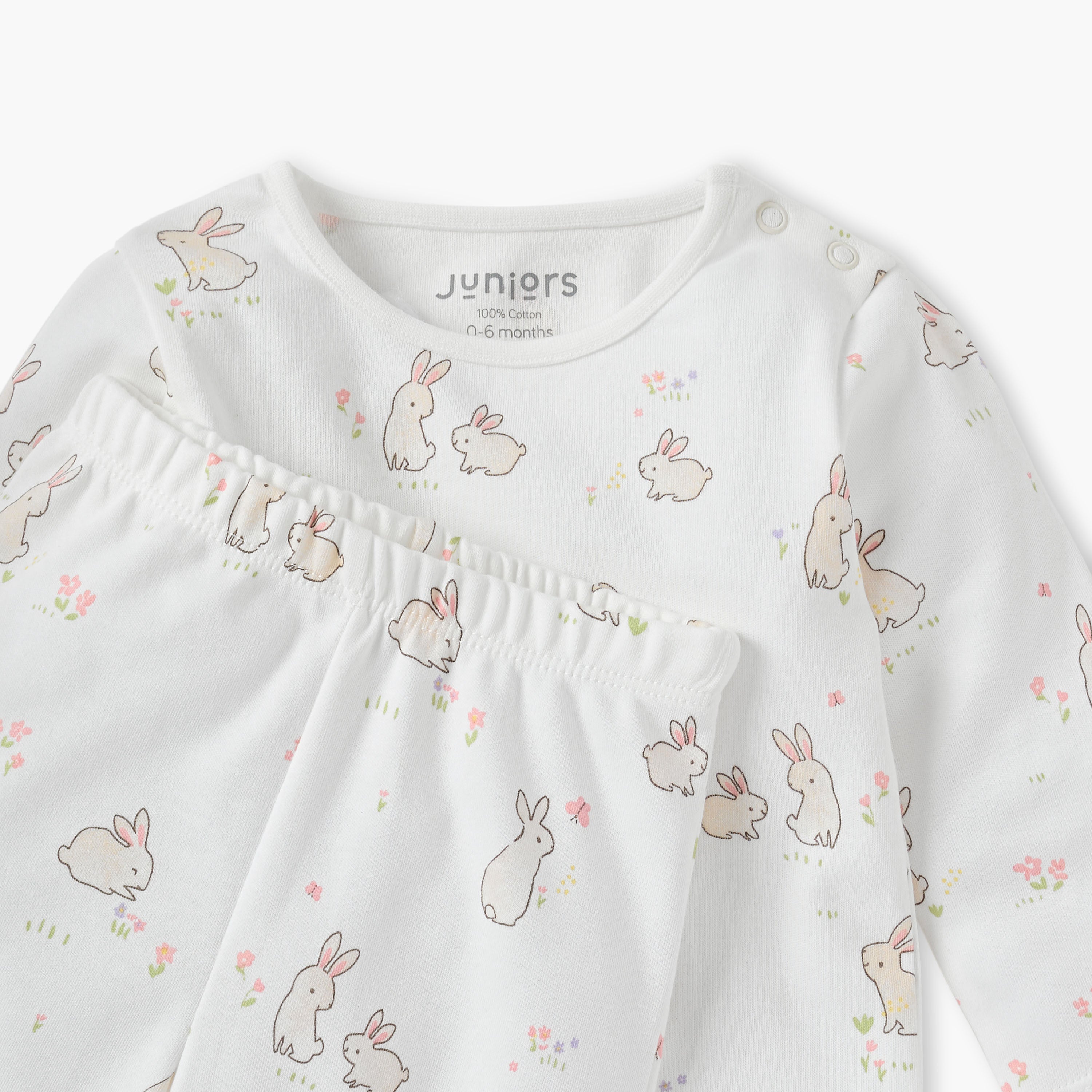 Juniors Pyjama Set with Safari Print - Cotton - Long Sleeves - Henley Neck
