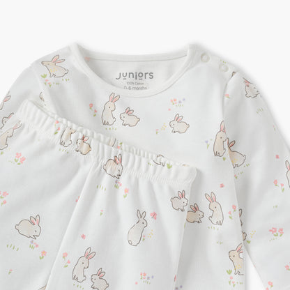 Juniors Pyjama Set with Safari Print - Cotton - Long Sleeves - Henley Neck