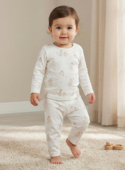 Juniors Pyjama Set with Safari Print - Cotton - Long Sleeves - Henley Neck-promo_babyshop_Buy3for99_UAE130126-image-1