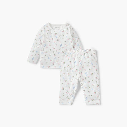Juniors Floral Print T-shirt and Pyjama Set - White / 12-18 mths