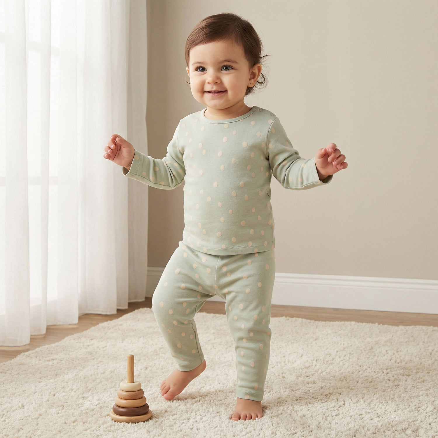Juniors Polka Dot Print T-shirt and Pyjama Set
