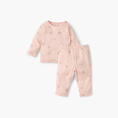 Juniors Floral Print T-shirt and Pyjama Set - Pink / 12-18 mths