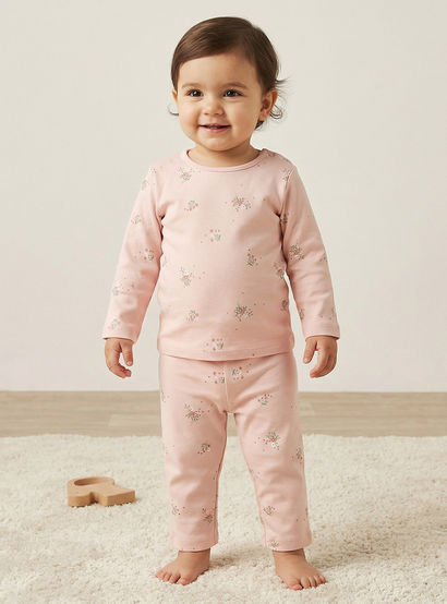 Juniors Floral Print T-shirt and Pyjama Set-baby-boys-clothing-nightwear-pyjamasets-image-1