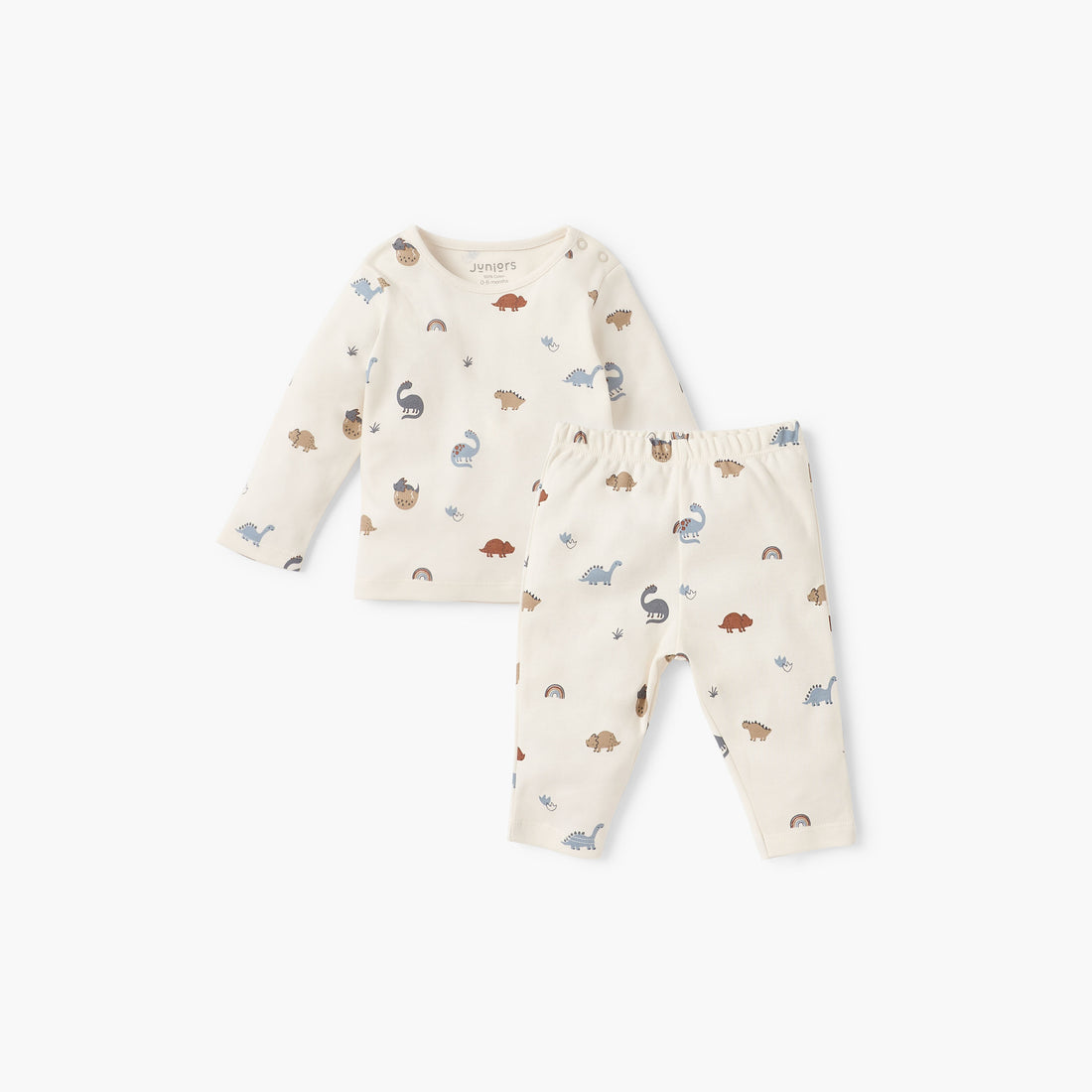 Juniors Animal Print T-shirt and Pyjama Set - Cream / 12-18 mths